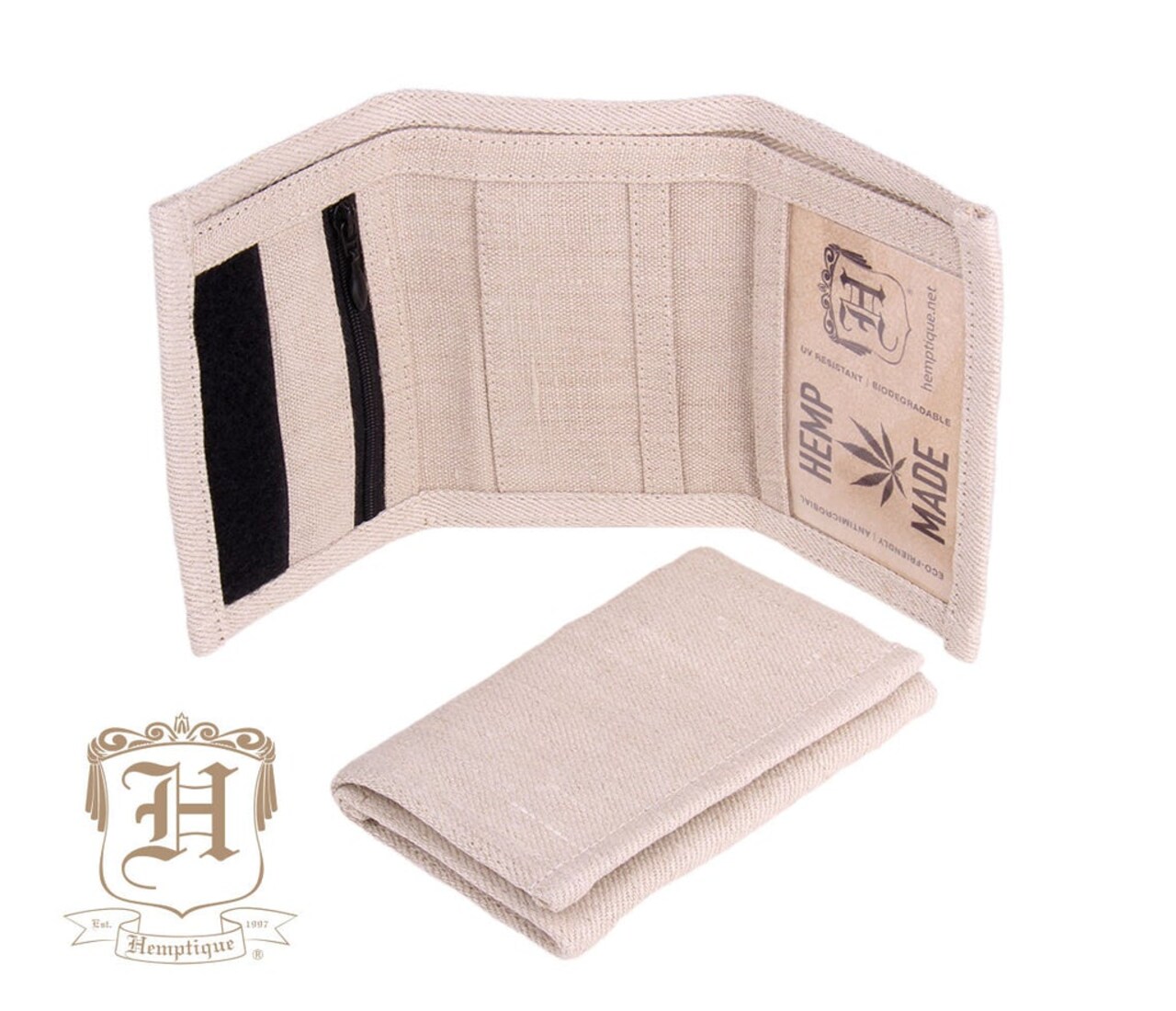 Hemptique Hemp Wallet Home Travelling Apparel Eco Friendly AZO Dye Free Sustainable Naturally Grown Fiber